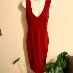 H&M Red Cocktail Midi Dress with Slit